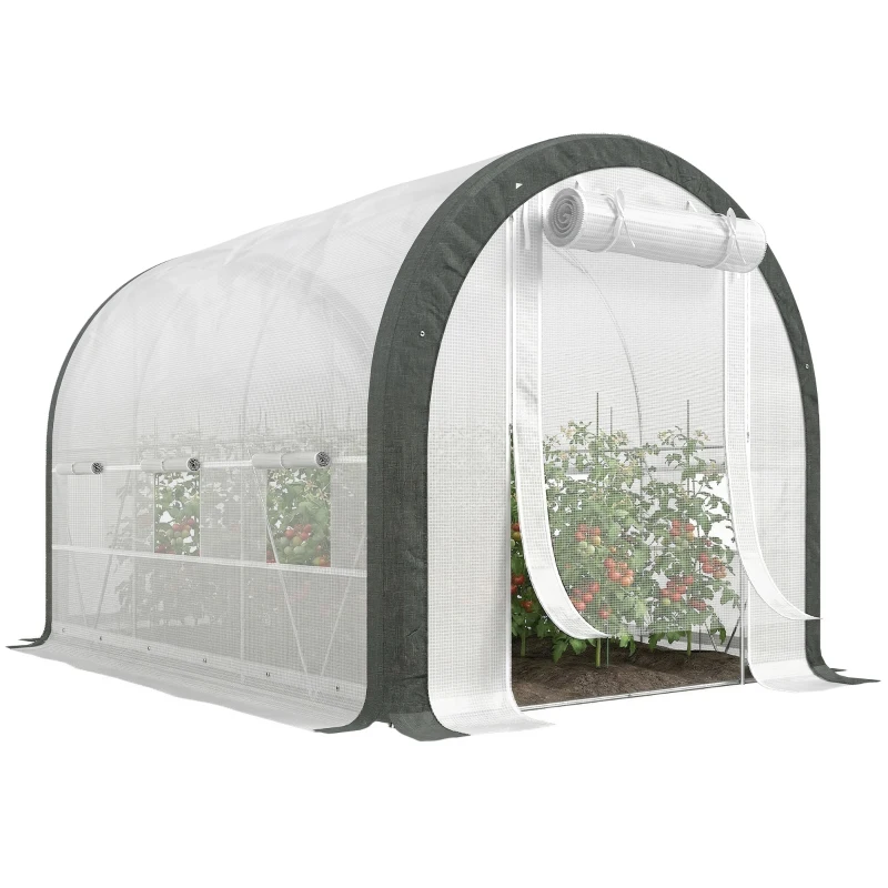 Outsunny 3 x 2(m) Walk-In Tunnel Greenhouse, with Accessories - White