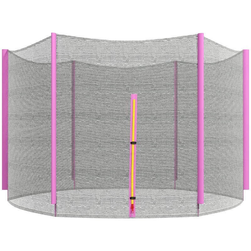 SPORTNOW 10ft Trampoline Net Replacement with 6 Plastic Pole Covers, Weather-Resistant Trampoline Netting Replacement with Zipped Entrance, Poles Not Included, Pink