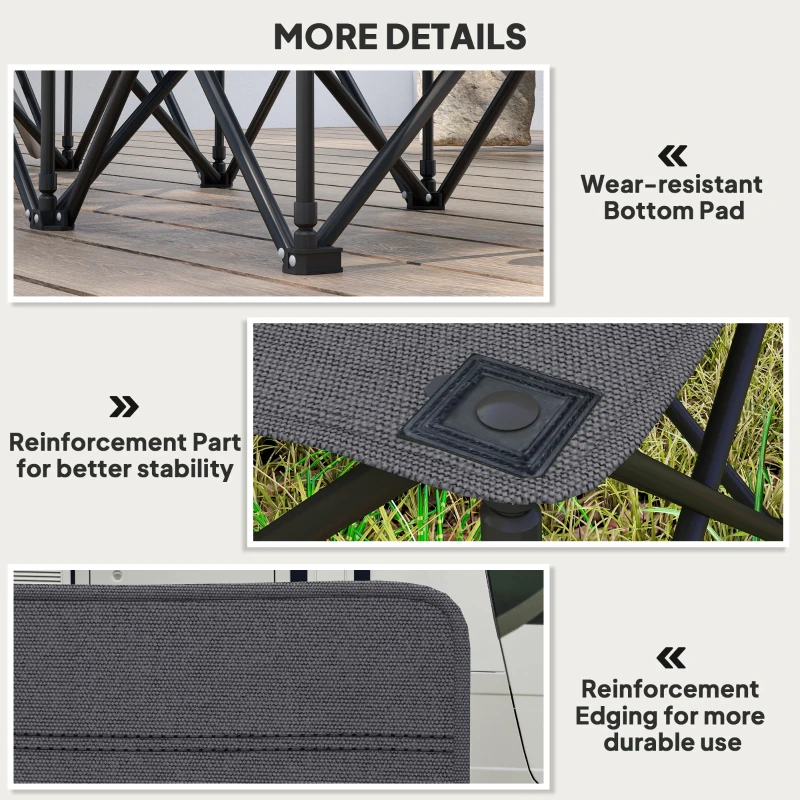 Outsunny 6 Seater Folding Camping Chair with Cup Holder & Carry Bag - Charcoal Grey