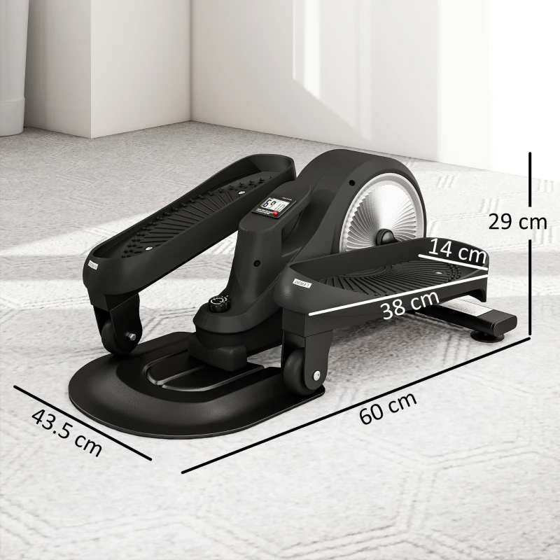 SPORTNOW Under Desk Elliptical Machine with LCD Monitor, 8 Adjustable Magnetic Resistances for 2-in-1 Seat & Stand Up Exercise