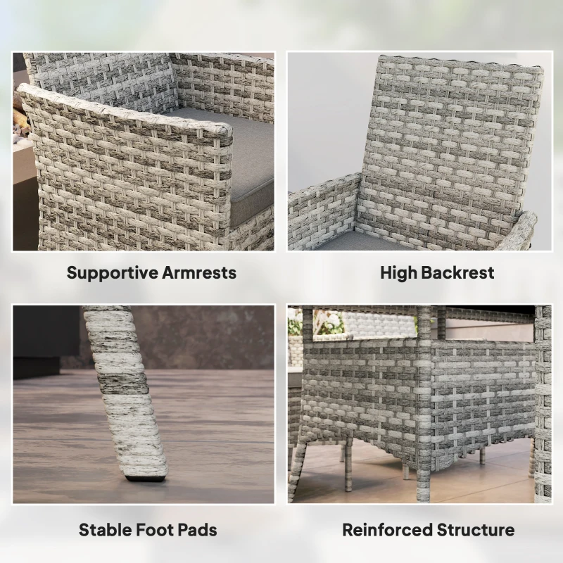 Outsunny Seven-Piece Rattan Dining Set - Mixed-Grey