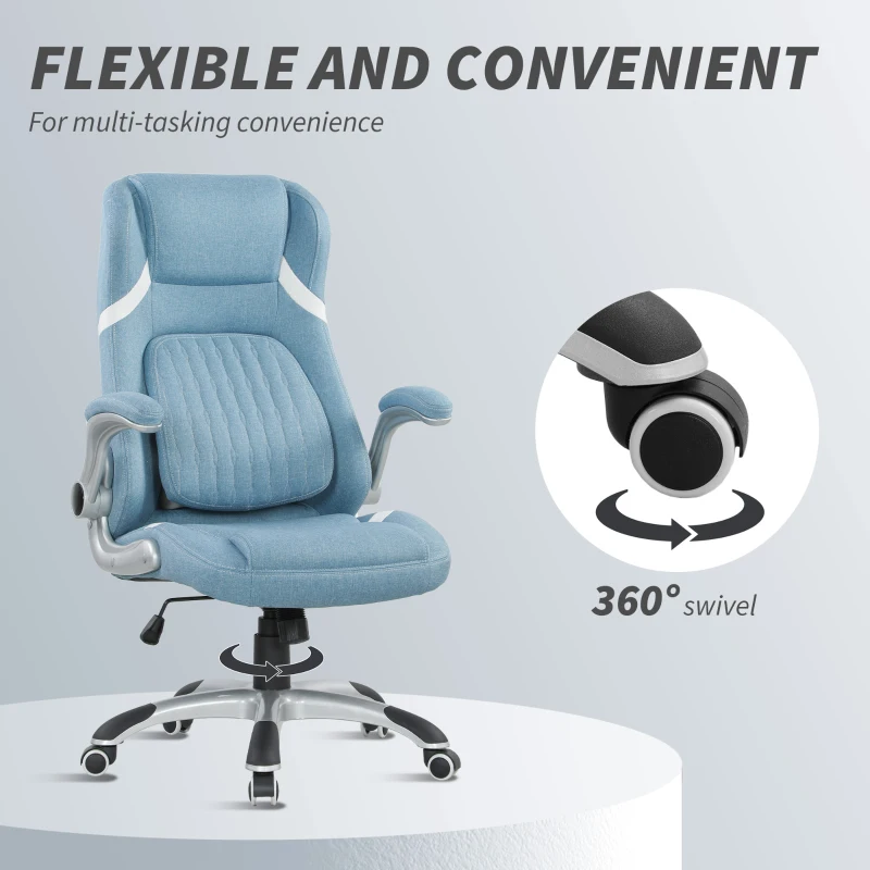 Vinsetto Linen-Look Office Chair, with Adjustable Height and Tension - Blue