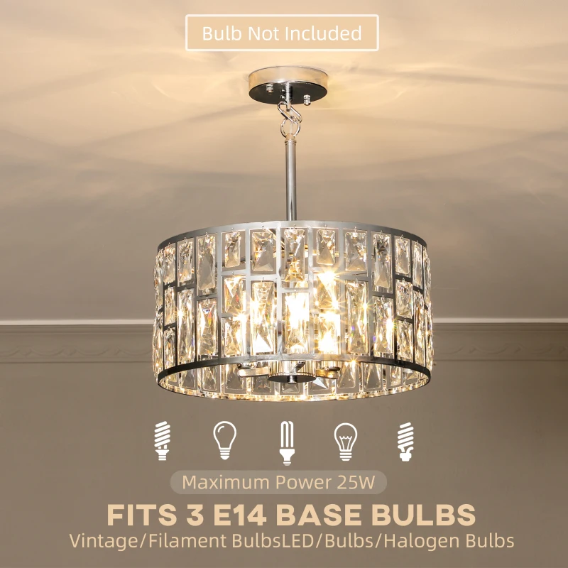 HOMCOM 72 Glass Crystallite Chandelier - Silver-Tone