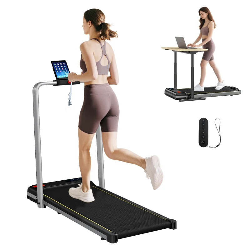 SPORTNOW Folding Walking Treadmill, Under Desk Walking Pad with Incline, Silver Tone