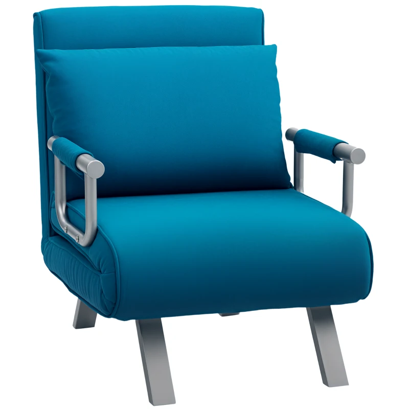 HOMCOM 4-in-1 Faux Suede Chair Bed - Blue
