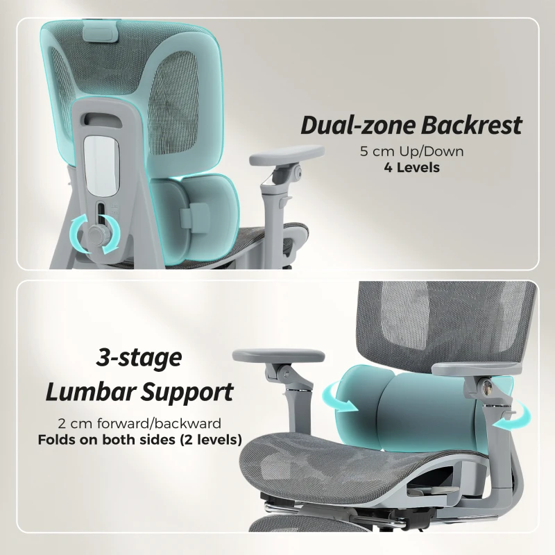 HOMCOM Ergonomic Office Chair, High Back Mesh Desk Chair, Grey