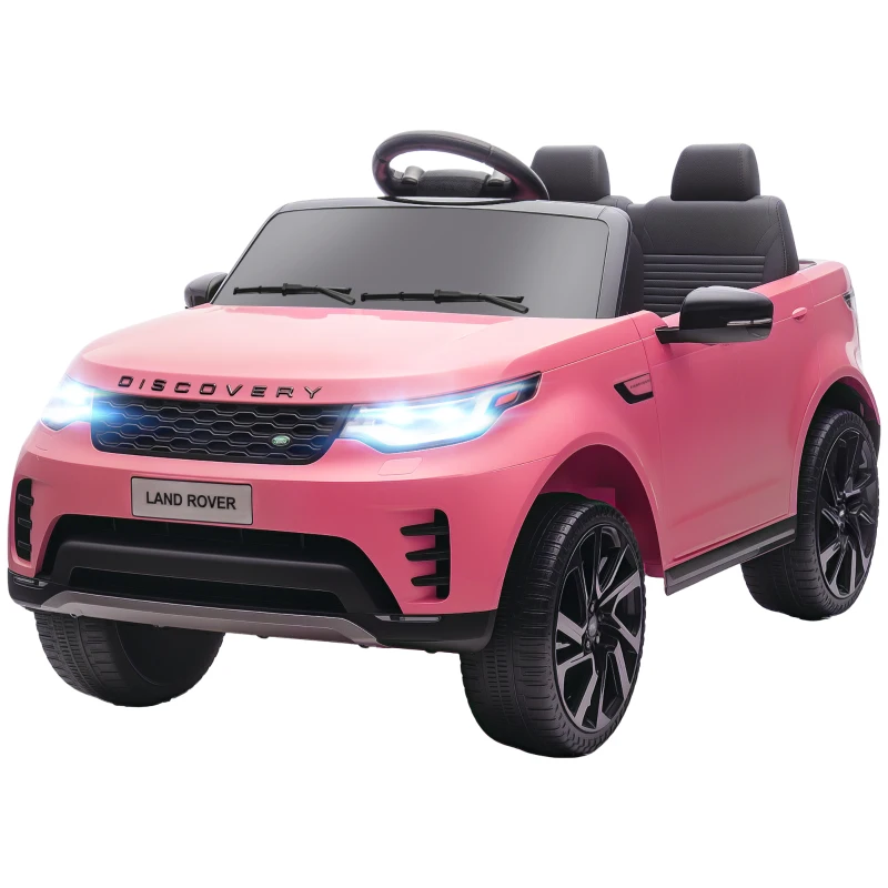 AIYAPLAY Land Rover Discovery Licensed 12V Kids Electric Car with Remote, 4 Wheel Suspension, Slow Start, Lights, Music, Pink