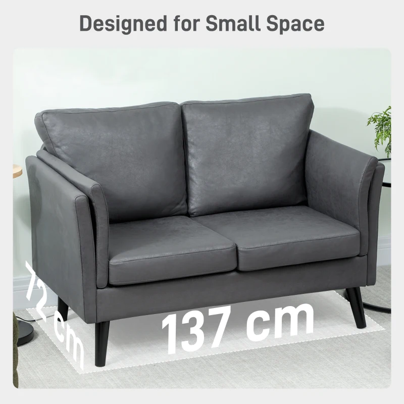 HOMCOM Two-Seater Leathaire Sofa - Grey