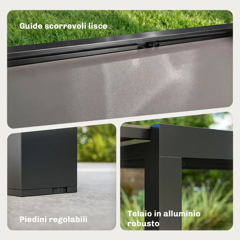 Outsunny Tavolo da Giardino Allungabile per 8-10 Persone con Piano in Vetro Temperato, in Alluminio, 140/240x90 cm, Nero