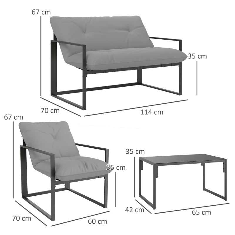 Outsunny Four-Piece Relaxed Back Garden Dining Set - Black/Light Grey