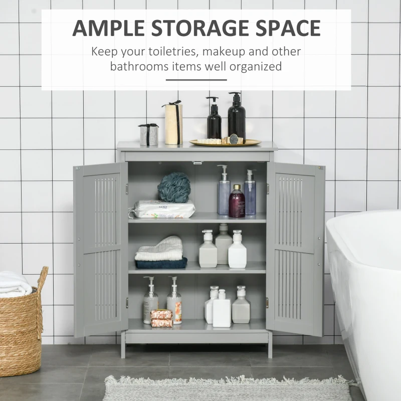 kleankin Modern Bathroom Floor Cabinet - Grey