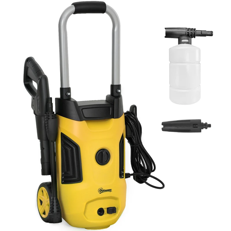 Outsunny 1800W 150-Bar Pressure Washer, with Adjustable Nozzle - Yellow