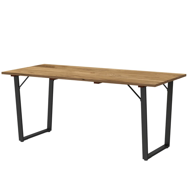 Outsunny 6 Seater Wooden Garden Dining Table, 175 x 80 cm Rectangular Outdoor Dining Table with 5cm Parasol Hole and Slatted Top, Weather Resistant for Patio, Terrace, Brown