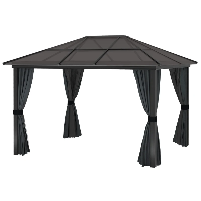 Outsunny 3 x 3.6m Hardtop Aluminium Gazebo - Black and Grey