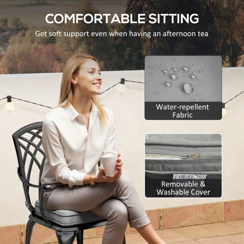 Outsunny Three-Piece Cast Aluminium Bistro Set - Black