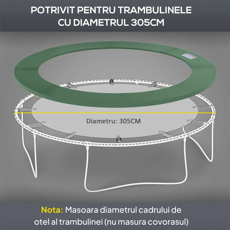 HOMCOM Husă pentru Trambulină, Pliabilă și Portabilă, de Grădină din Plastic,  Ø305x1,5 cm, Verde