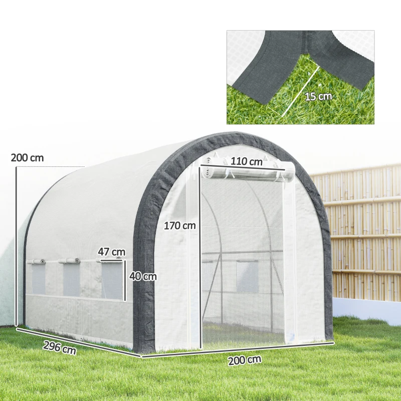 Outsunny 3 x 2(m) Walk-In Tunnel Greenhouse, with Accessories - White