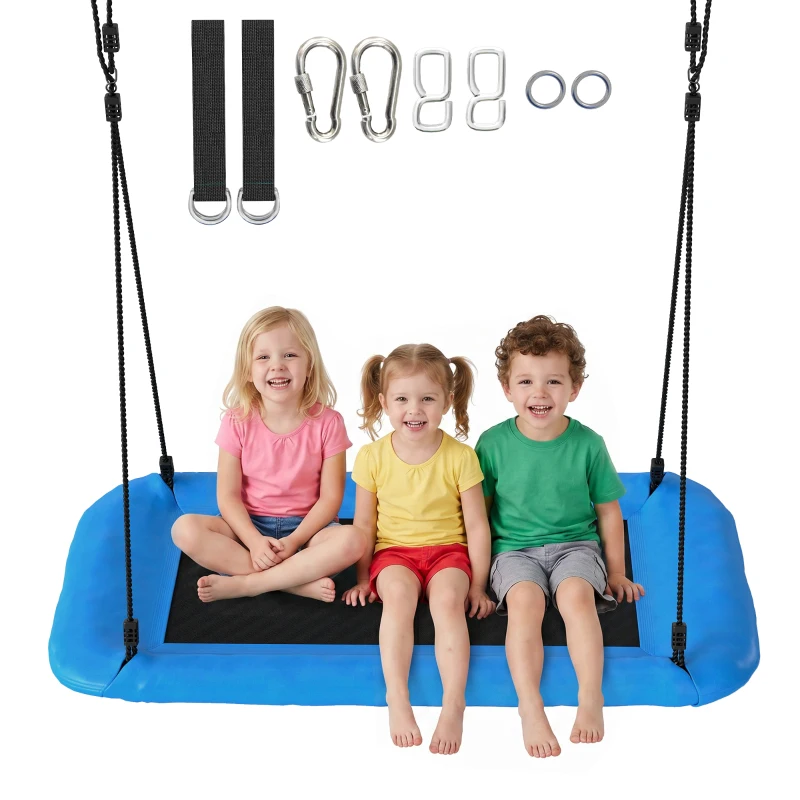 AIYAPLAY Nest Swing with Adjustable Ropes and Tree Straps, Basket Swing for Kids, 300KG Capacity for Indoor Outdoor, Blue