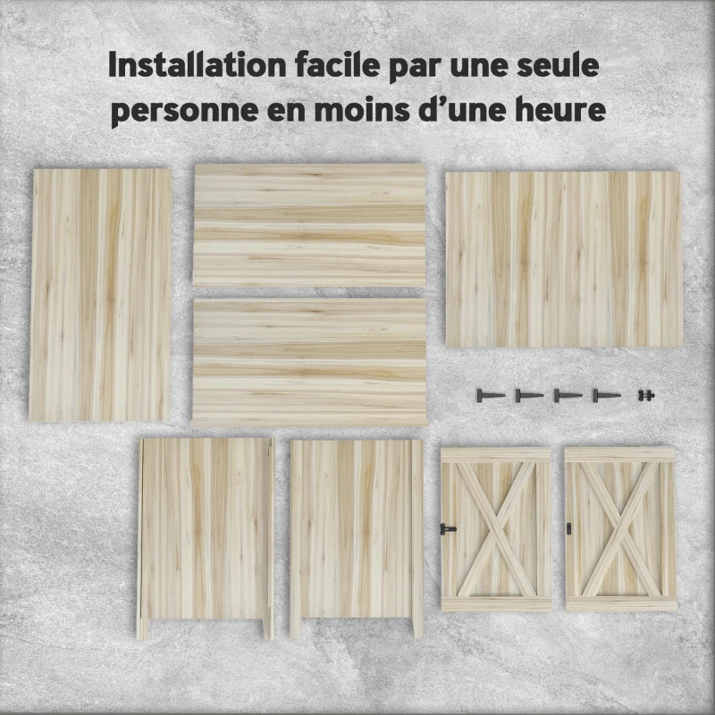 Outsunny Armoire de jardin en bois, placard de jardin en bois avec étagères et double portes, 110 x 60 x 88,5 cm, bois naturel