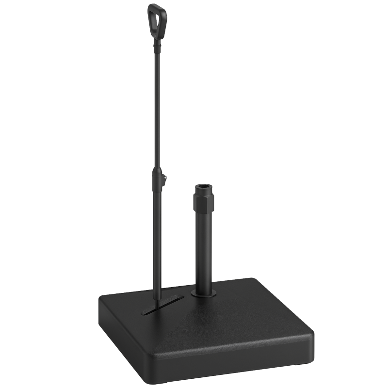Outsunny Garden Parasol Base with Adjustable Wheels and Handle, Garden Sun Umbrella Base Parasol Stand, Filled Up to 55kg with Stand, 45kg with Water for 35, 38, 48 mm Poles, Black
