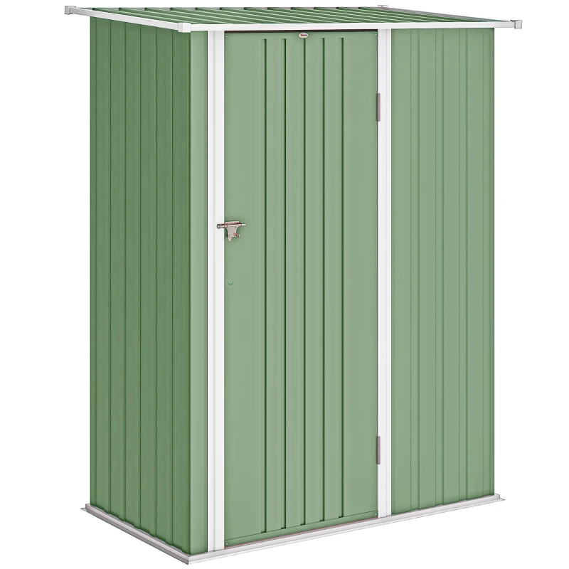 Outsunny Magazie pentru unelte din metal cu acoperiș înclinat și ușă cu încuietoare, 142x86x189 cm, verde deschis