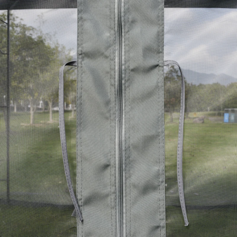 Outsunny 3(M)x3(M) Garden Gazebo Double Top Outdoor Canopy Patio Event Party Wedding Tent Backyard Sun Shade with Netting - Grey