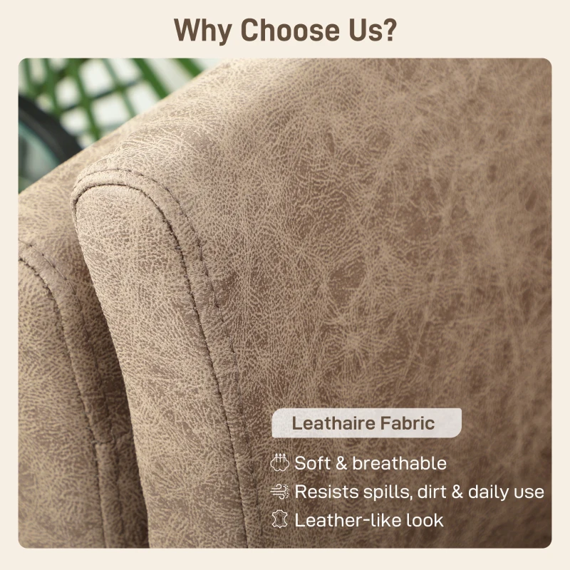 HOMCOM Two-Seater Leathaire Sofa - Light Brown