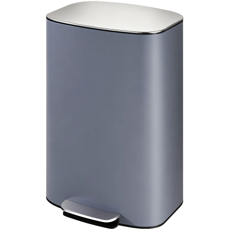 HOMCOM 50L Kitchen Bin with Soft-Close Lid and Stay-Open Function, Stainless Steel Pedal Bin with Removable Inner Bucket, Carry Handle for Kitchen, Office, Home, Grey