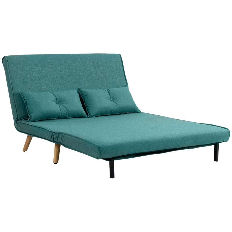 HOMCOM Two-Seater Linen-Look Sofa Bed - Green