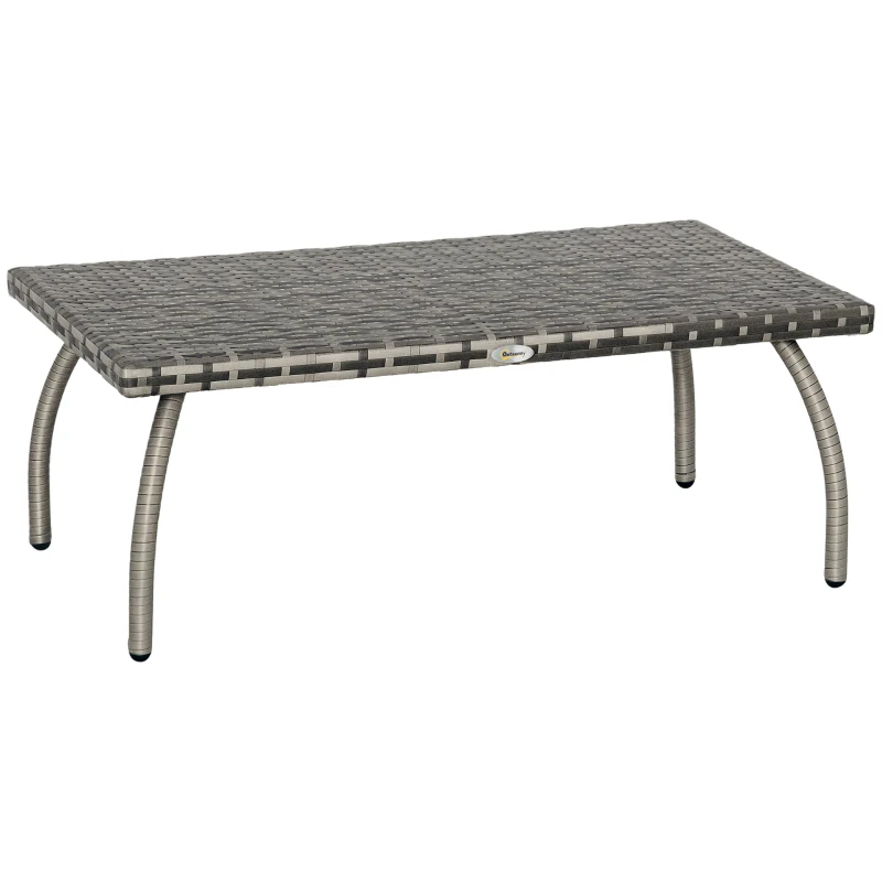Outsunny PE Wicker Rattan Garden Coffee Table - Mixed Grey