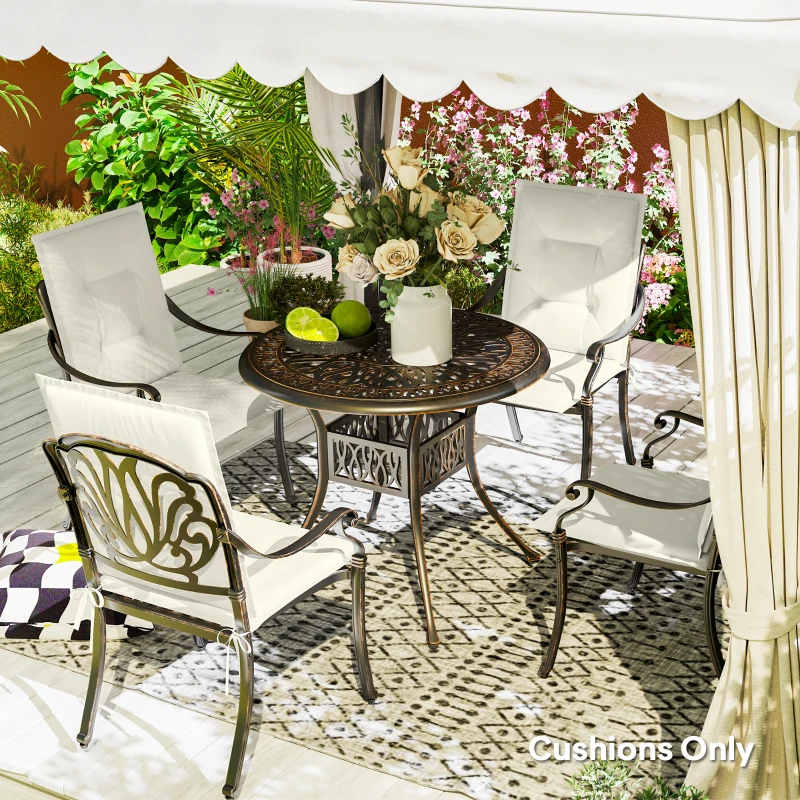 Outsunny Set of Four Padded Garden Seat Cushions - White