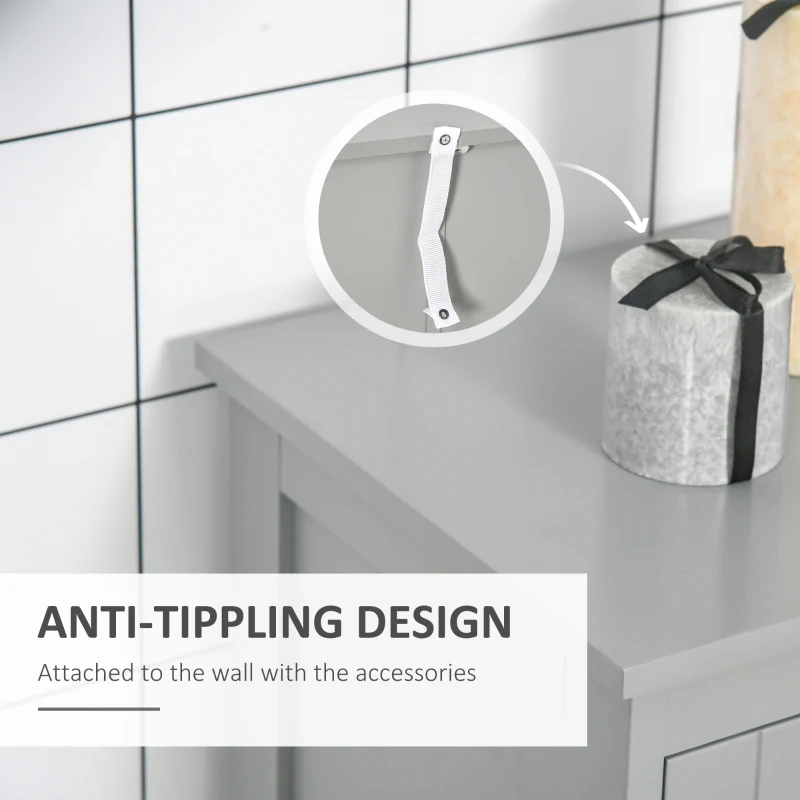 kleankin Modern Bathroom Floor Cabinet - Grey