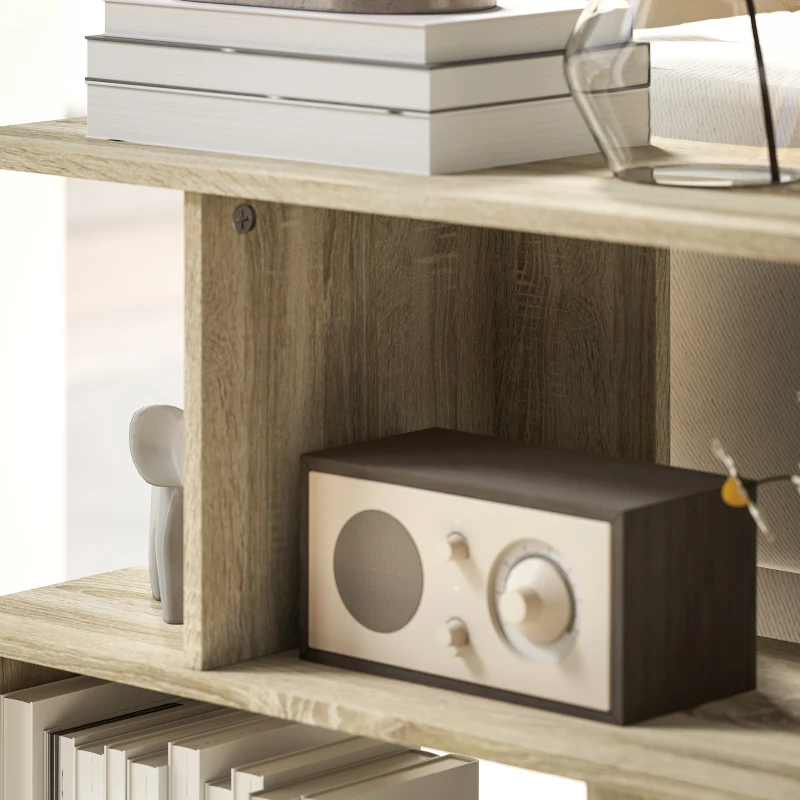 HOMCOM S-Shaped Side Table - Natural Wood Finish