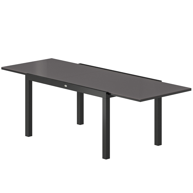 Outsunny Tavolo da Giardino Allungabile per 8-10 Persone con Piano in Vetro Temperato, in Alluminio, 140/240x90 cm, Nero