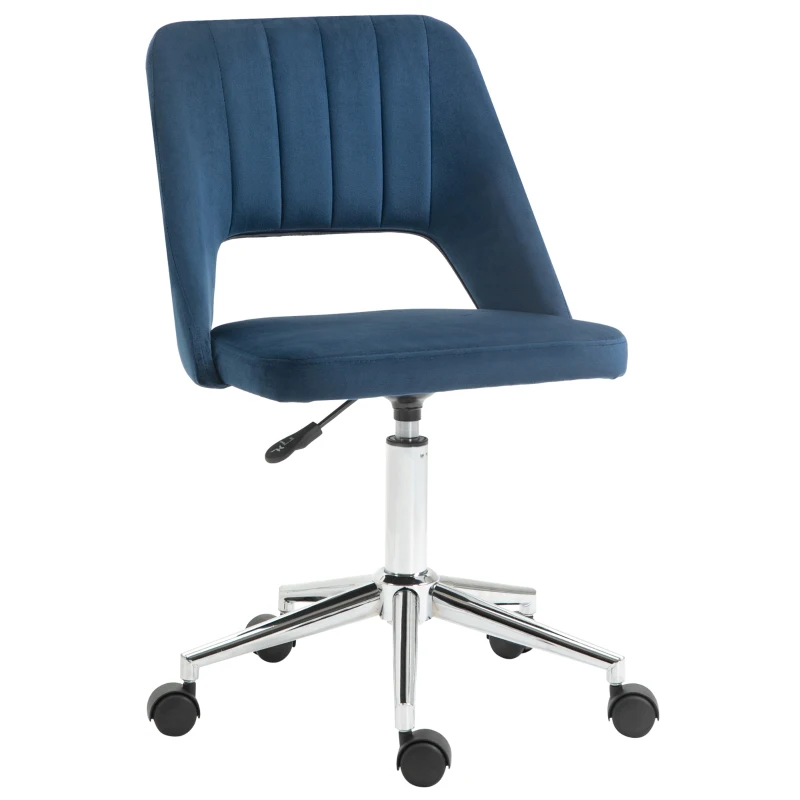 Vinsetto Armless Velvet-Feel Office Chair - Dark Blue