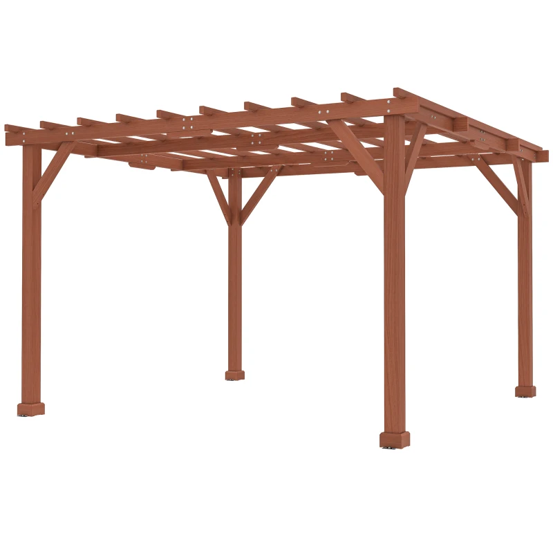 Outsunny 3.3 x 3.3 m Wooden Pergola Kit, Graden Pergola Gazebo Grape Trellis with Stable Structure for Climbing Vines, Flowers