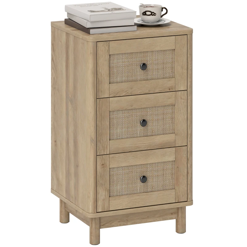 HOMCOM 40 cm Drawer Chest of Drawers with 3 Drawer - Oak