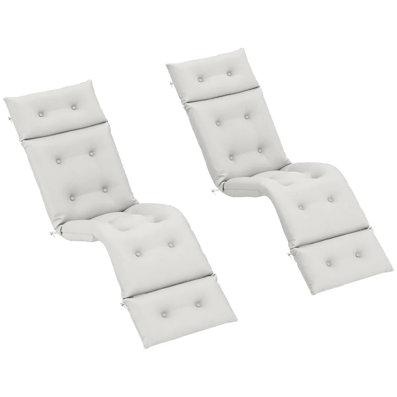 Outsunny Set of Two 190 x 56cm Sun Lounger Cushions - Light Grey