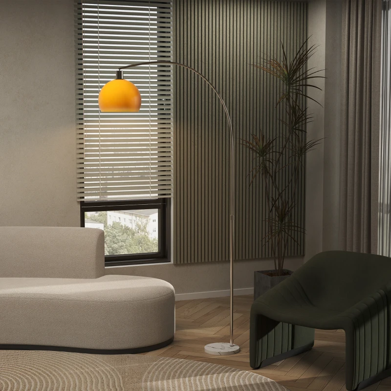 HOMCOM Floor Lamp for Living Room, Modern Standing Lamp with Shade & Foot Switch for Bedroom, Office, Orange