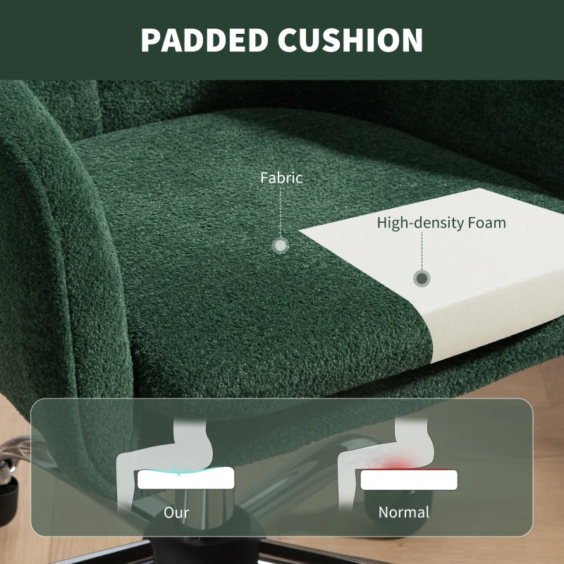 HOMCOM Snow Flannel Office Chair - Dark Green