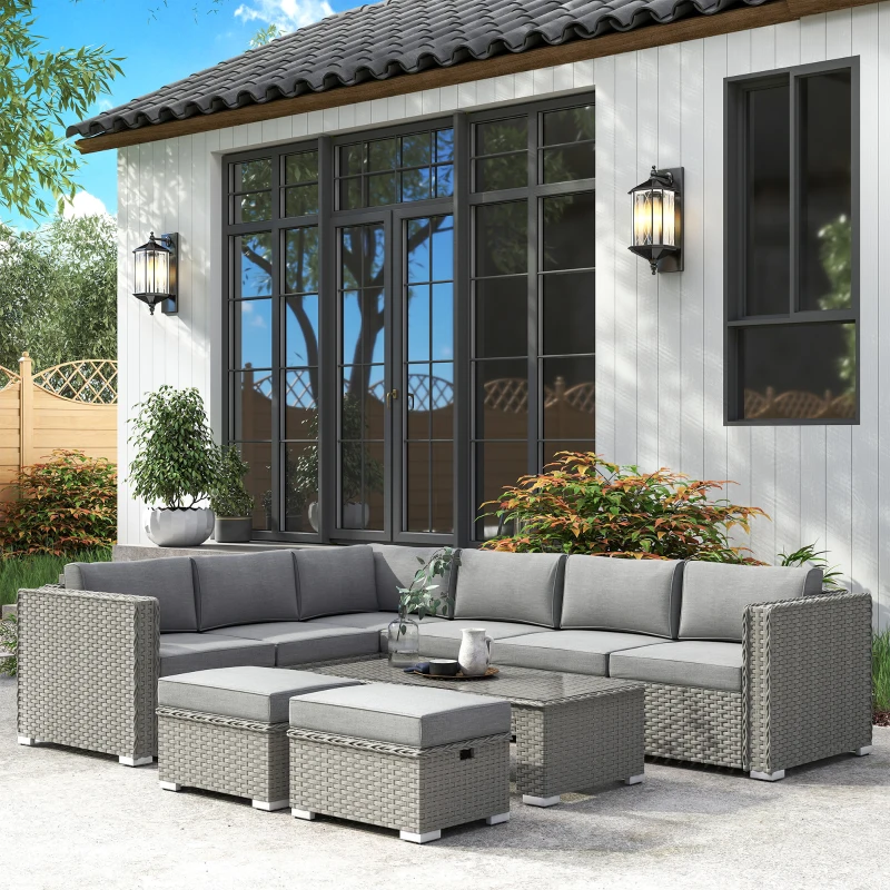 Outsunny Six-Piece Rattan Sofa Set - Mixed Grey
