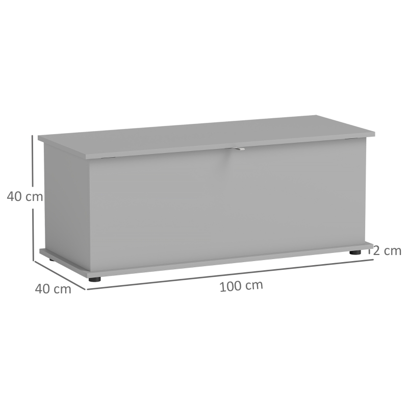 HOMCOM Storage Chest, Large 113L Blanket Box, Shoe Bench with Safety Hinged Lid, Storage Trunk, Bed End Bench for Bedroom, Hallway, Living room, Playroom, 100 x 40 x 40cm, Grey