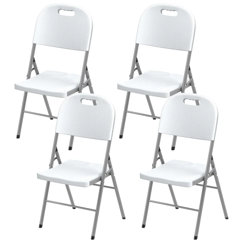 Outsunny Set of Four Foldable Outdoor Chairs - White