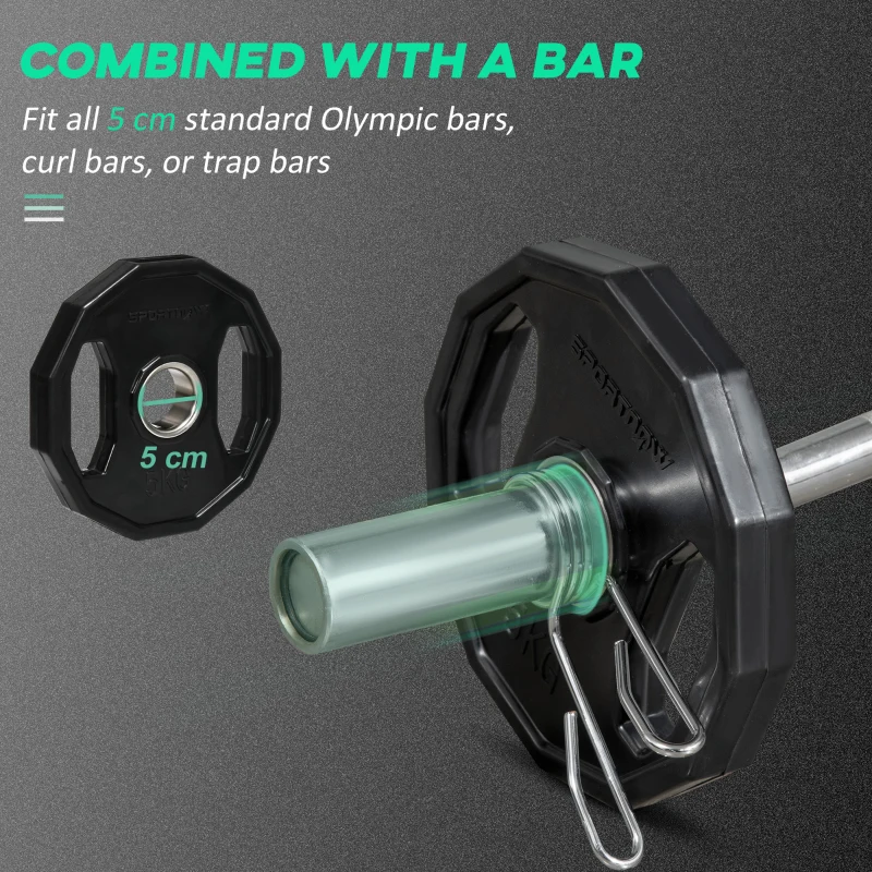 SPORTNOW Olympic Weight Plates Set, Metal and Rubber Bumper Plates Weights Discs with 2"/5cm Holes, for Home Gym Weight Lifting Strength Training, 2 x 5kg, Black