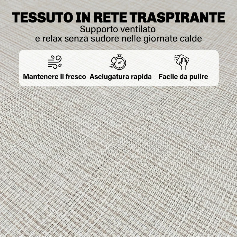 Outsunny Lettino Prendisole in Acciaio e Tessuto Traspirante con Schienale Reclinabile, 197x58x30 cm