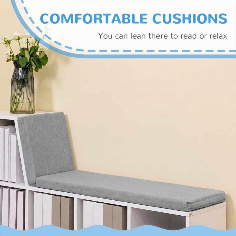 HOMCOM 2 Tier Modern Bookcase Bookshelf with Removable Cushions