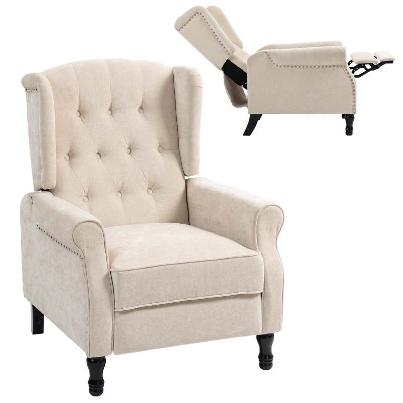 HOMCOM 150° Reclining Vintage Armchair, with footrest - Beige
