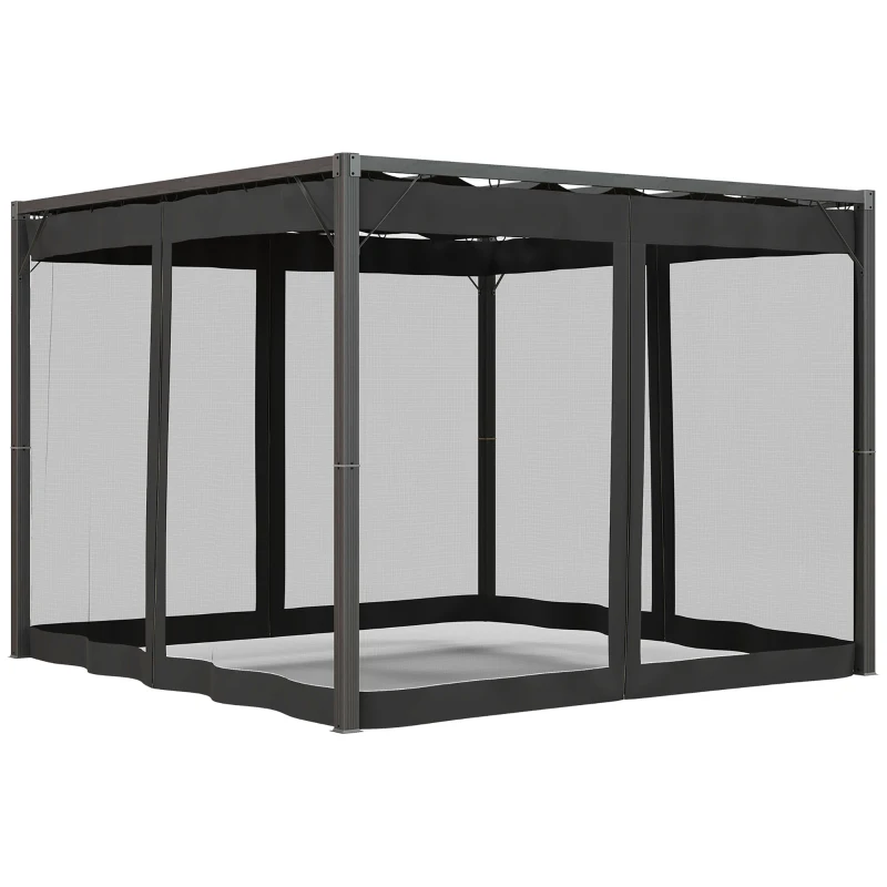 Outsunny 3 x 3m Aluminium Frame Pergola, with Retractable Roof - Dark Grey