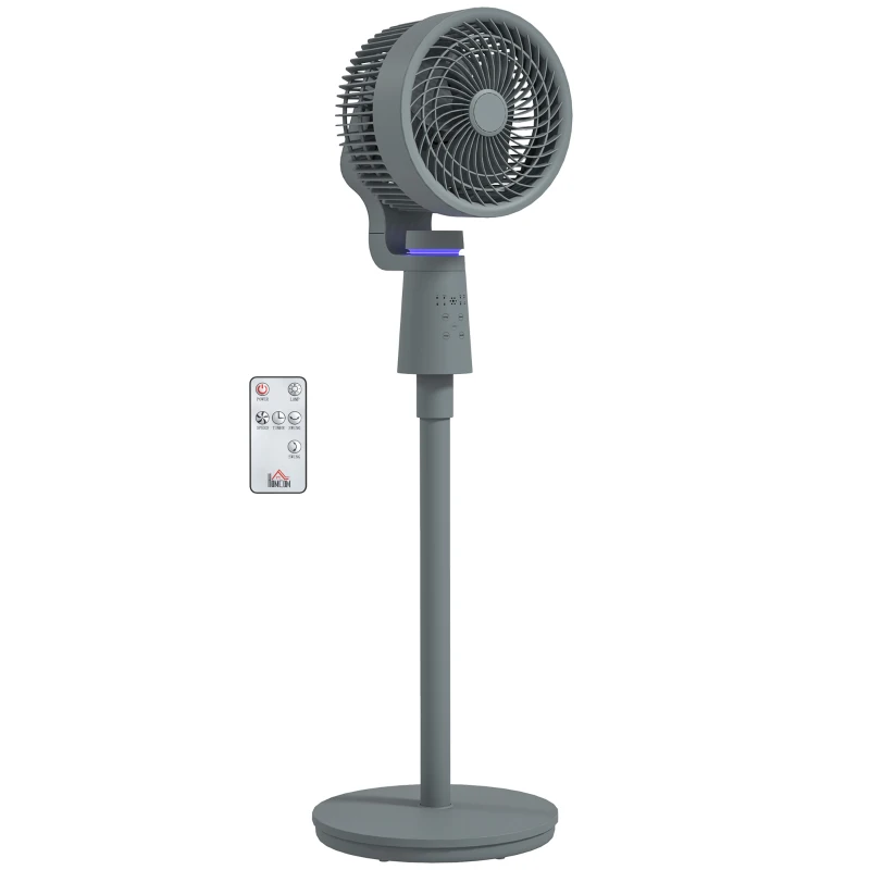 HOMCOM Pedestal Air Circulation Fan with Oscillating, Light Off, Grey