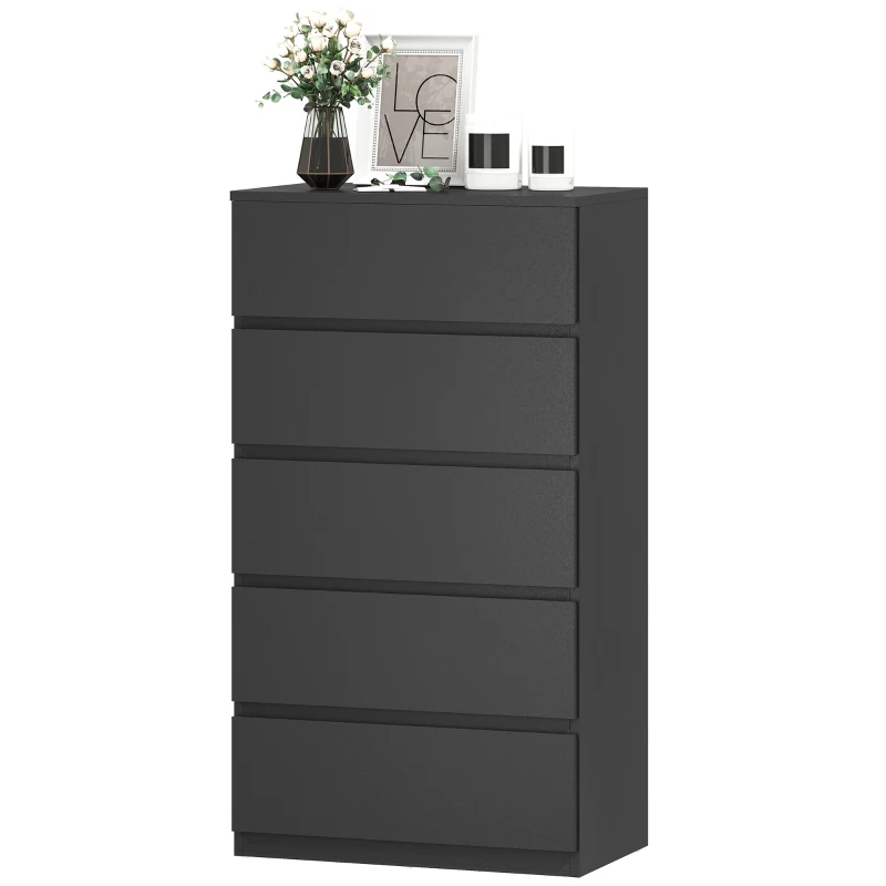 HOMCOM Chest of Drawers, 5-Drawer Storage Cabinets, Modern Dresser, Storage Drawer Unit for Bedroom